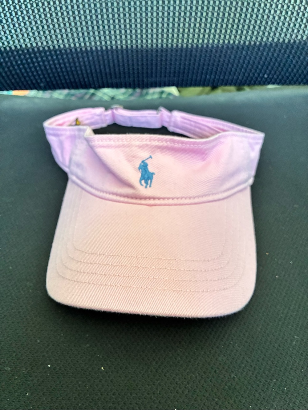 Polo Ralph Lauren Women’s Pink Visor with Sky Blue Pony Adjustable Band